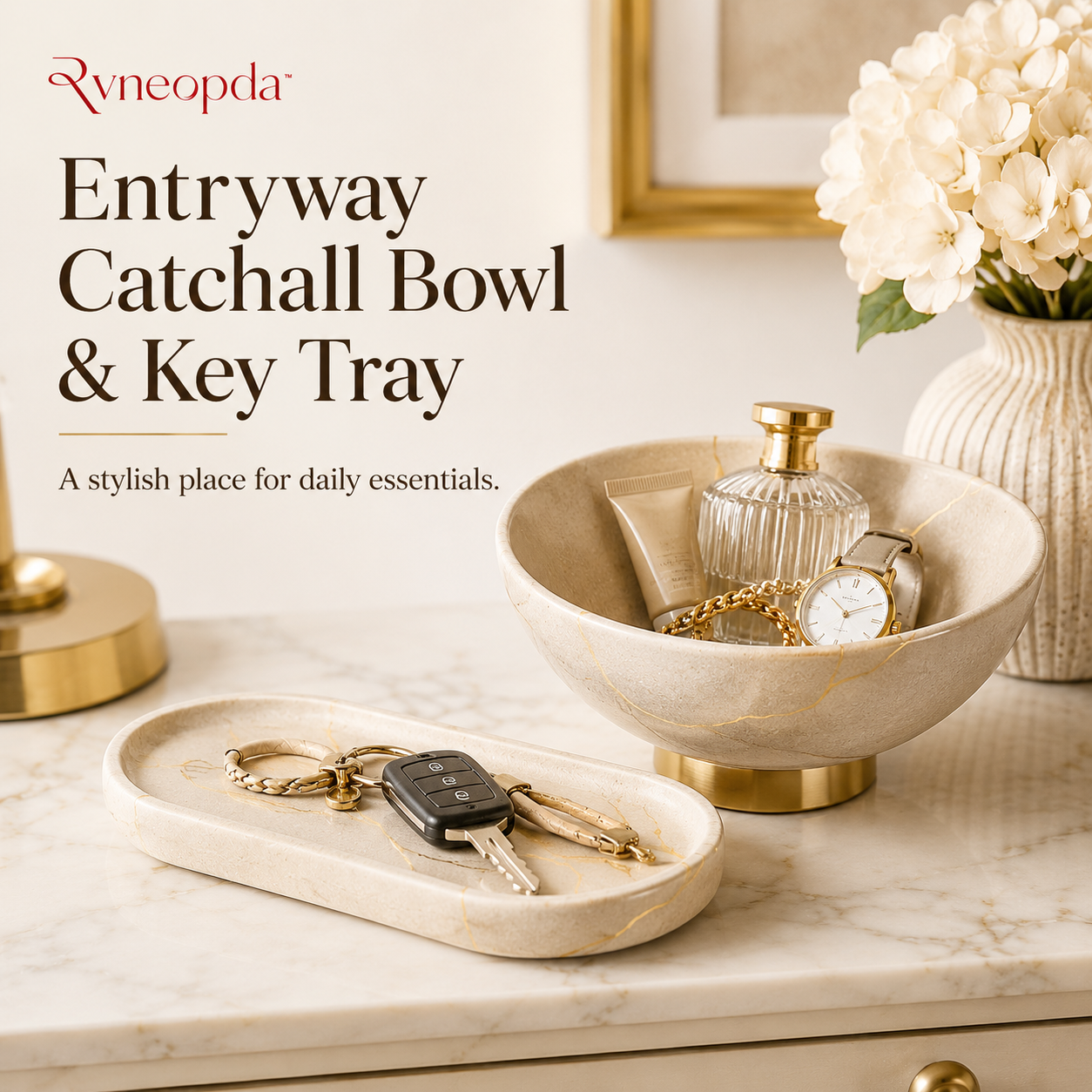 Rvneopda™ Entryway Catchall Bowl & Key Tray