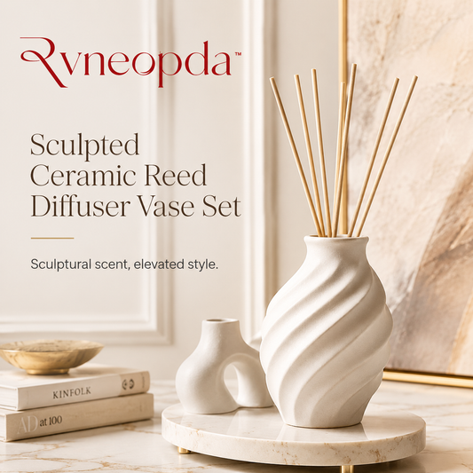 Rvneopda™ Sculpted Ceramic Reed Diffuser Vase Set