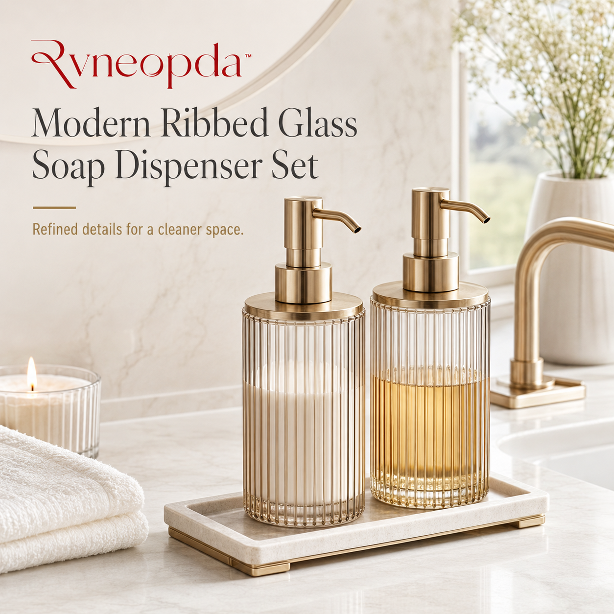 Rvneopda™ Modern Ribbed Glass Soap Dispenser Set