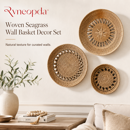 Rvneopda™ Woven Seagrass Wall Basket Decor Set