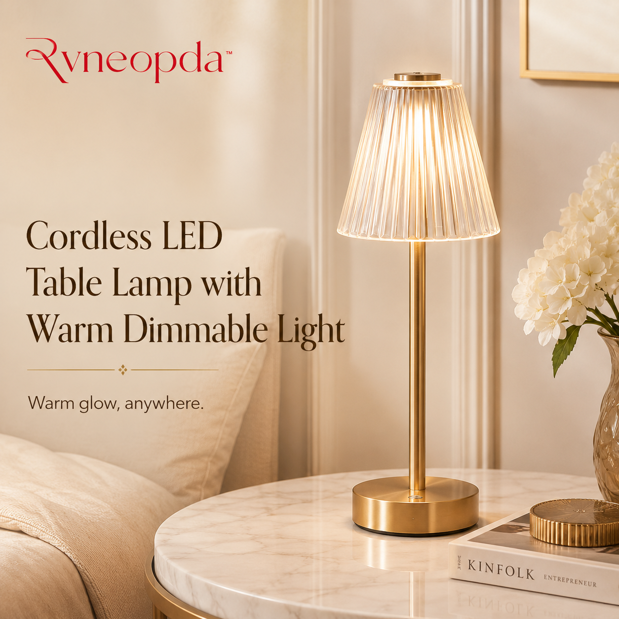 Rvneopda™ Cordless LED Table Lamp with Warm Dimmable Light