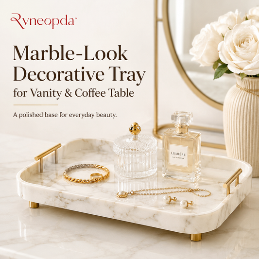 Rvneopda™ Marble-Look Decorative Tray for Vanity & Coffee Table