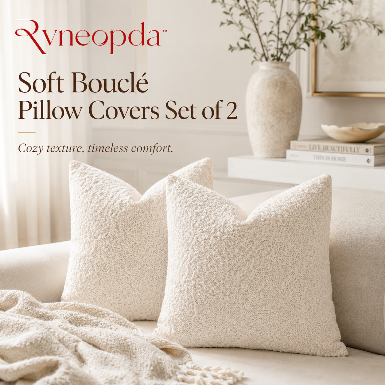 Rvneopda™ Soft Bouclé Pillow Covers Set of 2